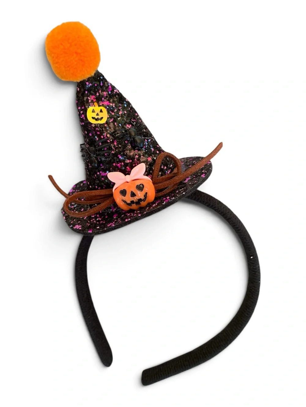 Kids Halloween Witch Hat Headband with Pumpkin Accent Hair Accessories